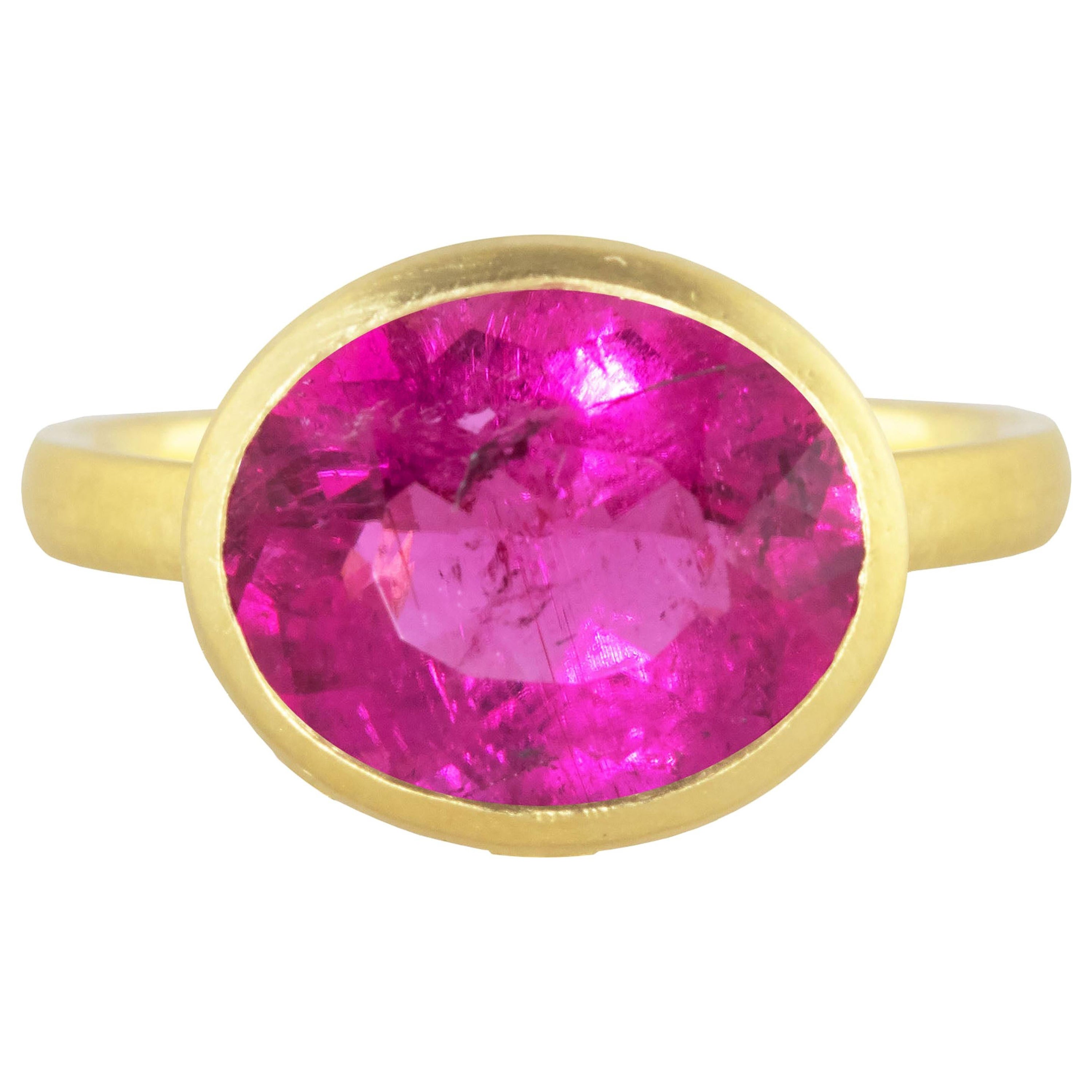 Ico & the Bird Fine Jewelry 3.84 carat Rubellite Tourmaline Diamond Gold Ring