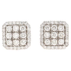 Boucles d'oreilles en or blanc avec diamants ronds de 1,06 carat