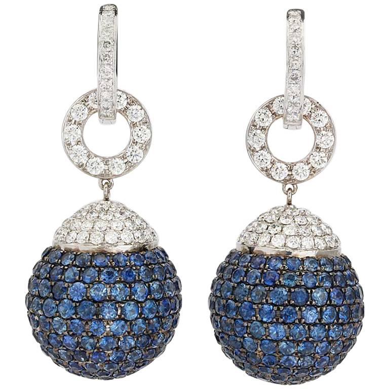  Diamond and Sapphire Orb Earrings