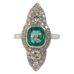 18 Karat White Gold Emerald and Diamond Ring