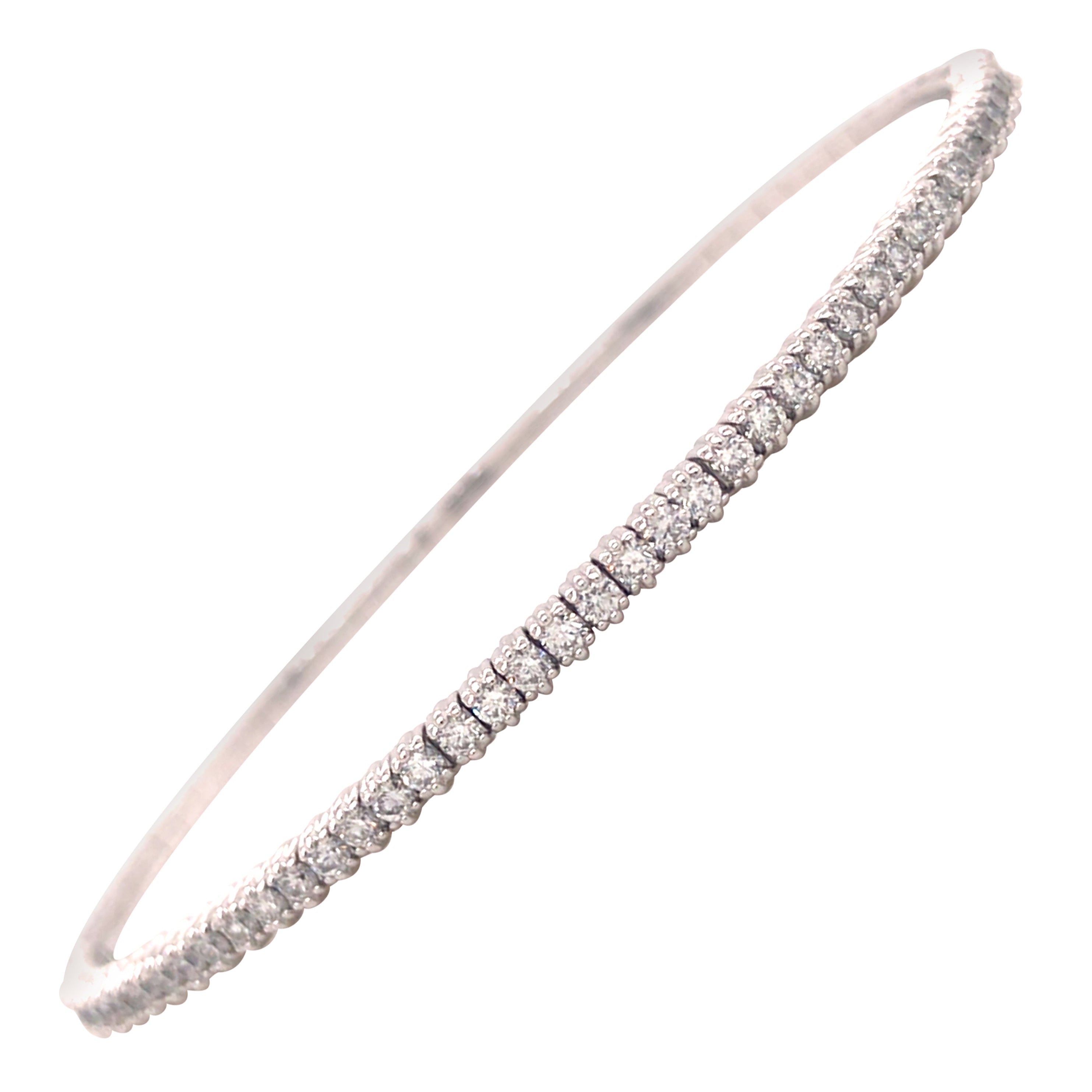 Diamond Bangle for Her 14k Gold 1.45 Ct Flexible Women's Stackable