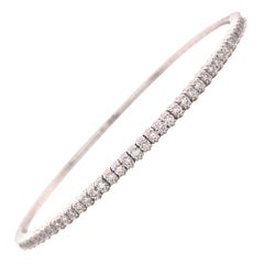 14K Diamond Flexible Bangle Bracelet White Gold