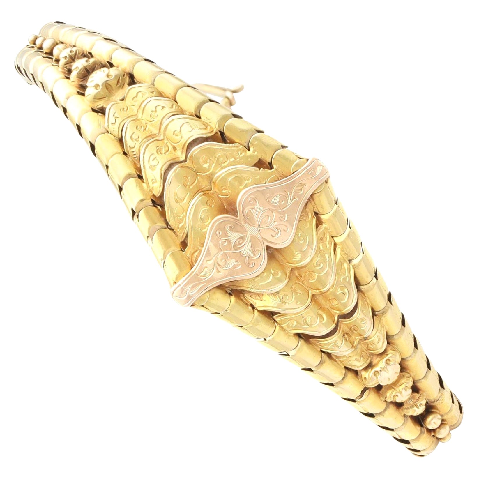 Antique 18k Yellow Gold Bracelet by Hunt & Rosell For Sale