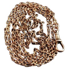 Antique Victorian 9kt Gold Chain Necklace, Belcher Link, Long Chain