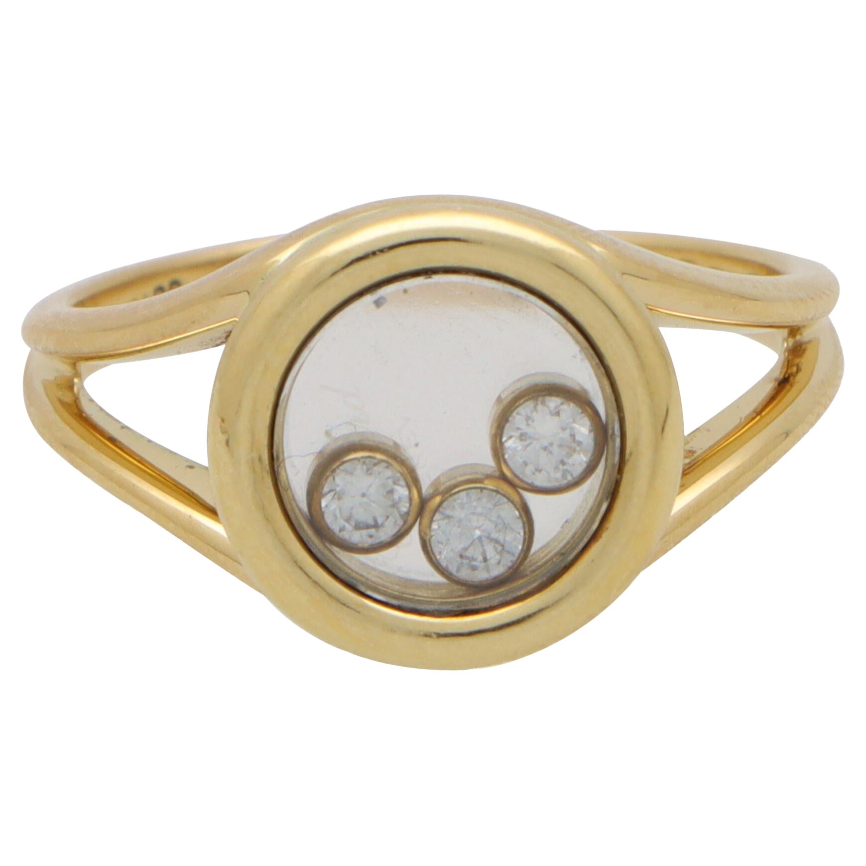 Vintage Chopard 'Happy Diamonds' Diamond Ring Set in 18k Yellow Gold