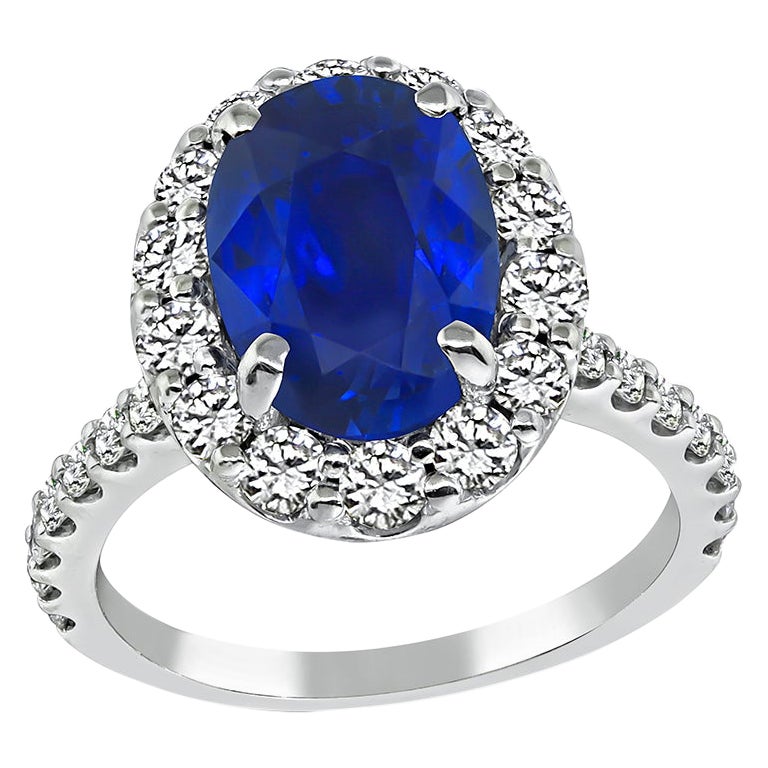 3.06ct Sapphire 0.90ct Diamond Engagement Ring For Sale