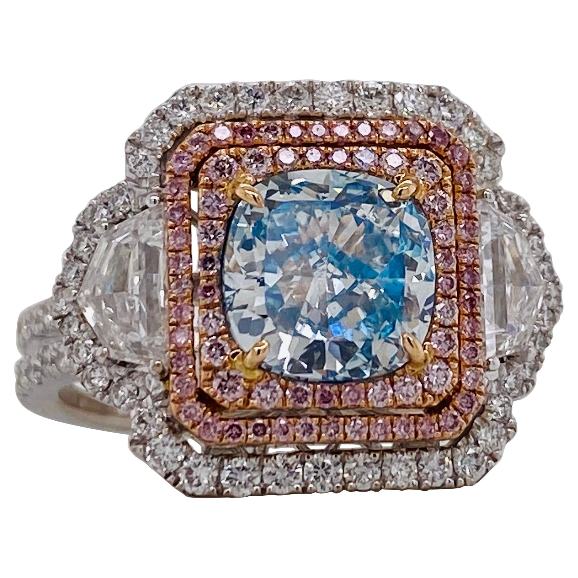Emilio Jewelry GIA Certified Fancy Blue Green Diamond Ring