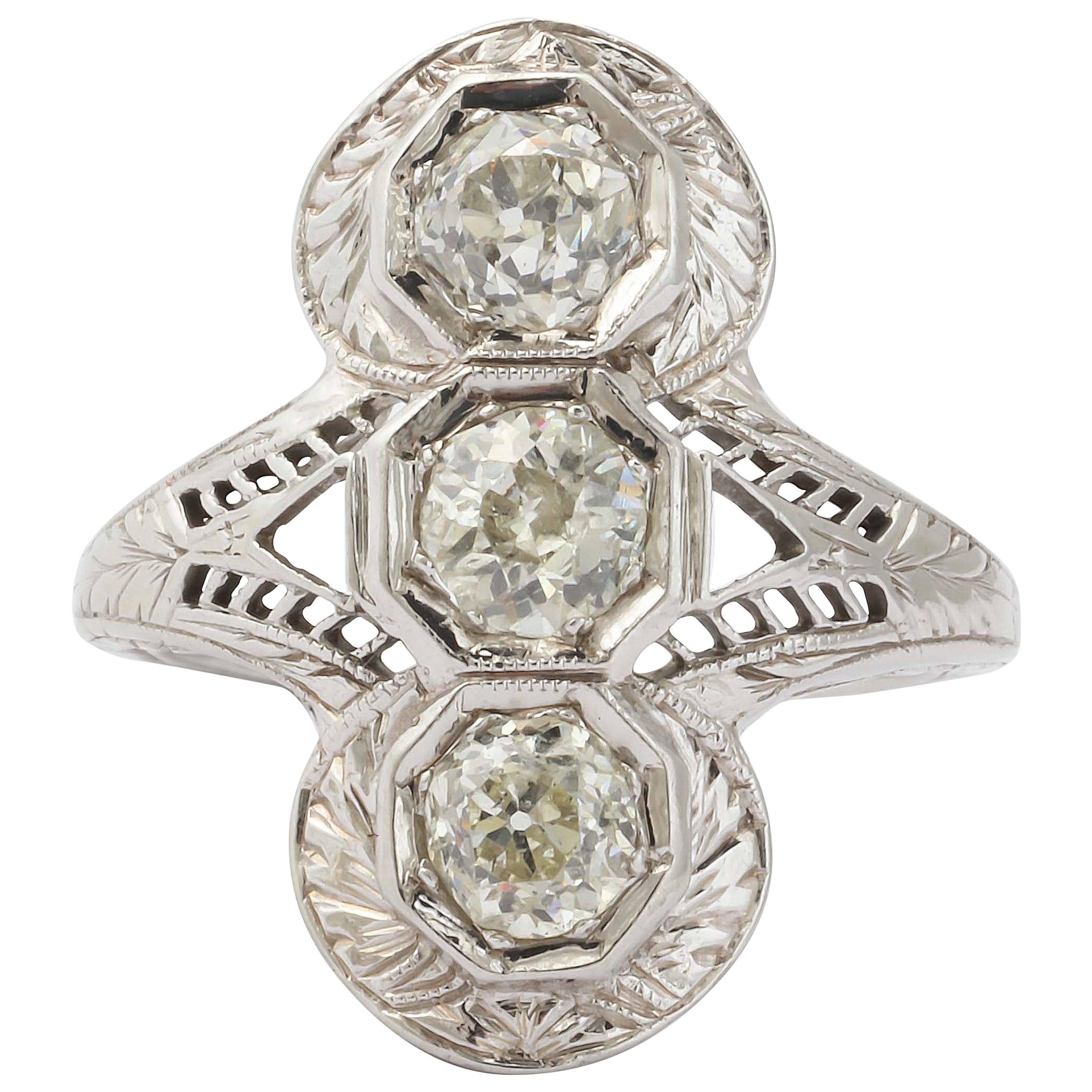 Edwardian Three Diamond Ring