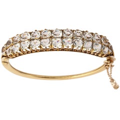 White Sapphire Gold Double Bangle Bracelet