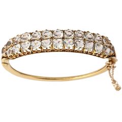 White Sapphire Gold Double Bangle Bracelet 6