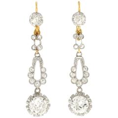 Art Deco Diamond Platinum over Gold Earrings, circa 1920s 9
