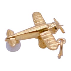 Yellow Gold Single Propeller Airplane Charm