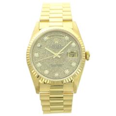 Rolex Yellow Gold Fossil Dial Day-Date Wristwatch Ref 18238 