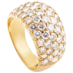 Retro Van Cleef & Arpels Diamond Pave Gold Band Ring 