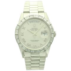 Rolex Platinum Diamond Day-Date Wristwatch Ref 18366 