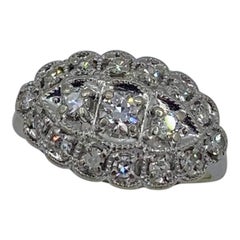 Art Deco 17 Diamant 14 Karat Ring Weißgold Ehering Verlobungs-/Cocktailring