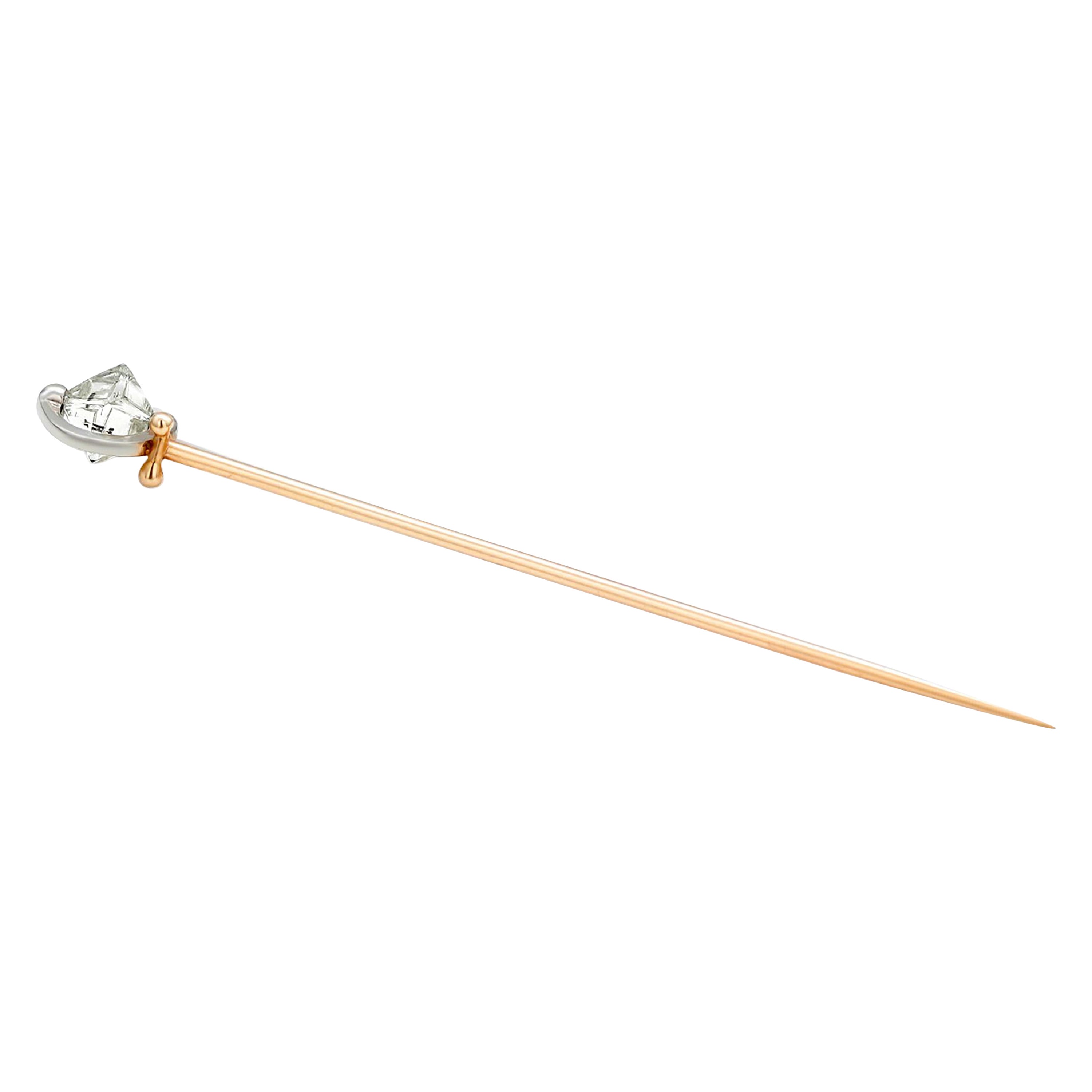 Fourteen Karat Yellow Gold Rhombus Cut One Karat Diamond Stick Pin