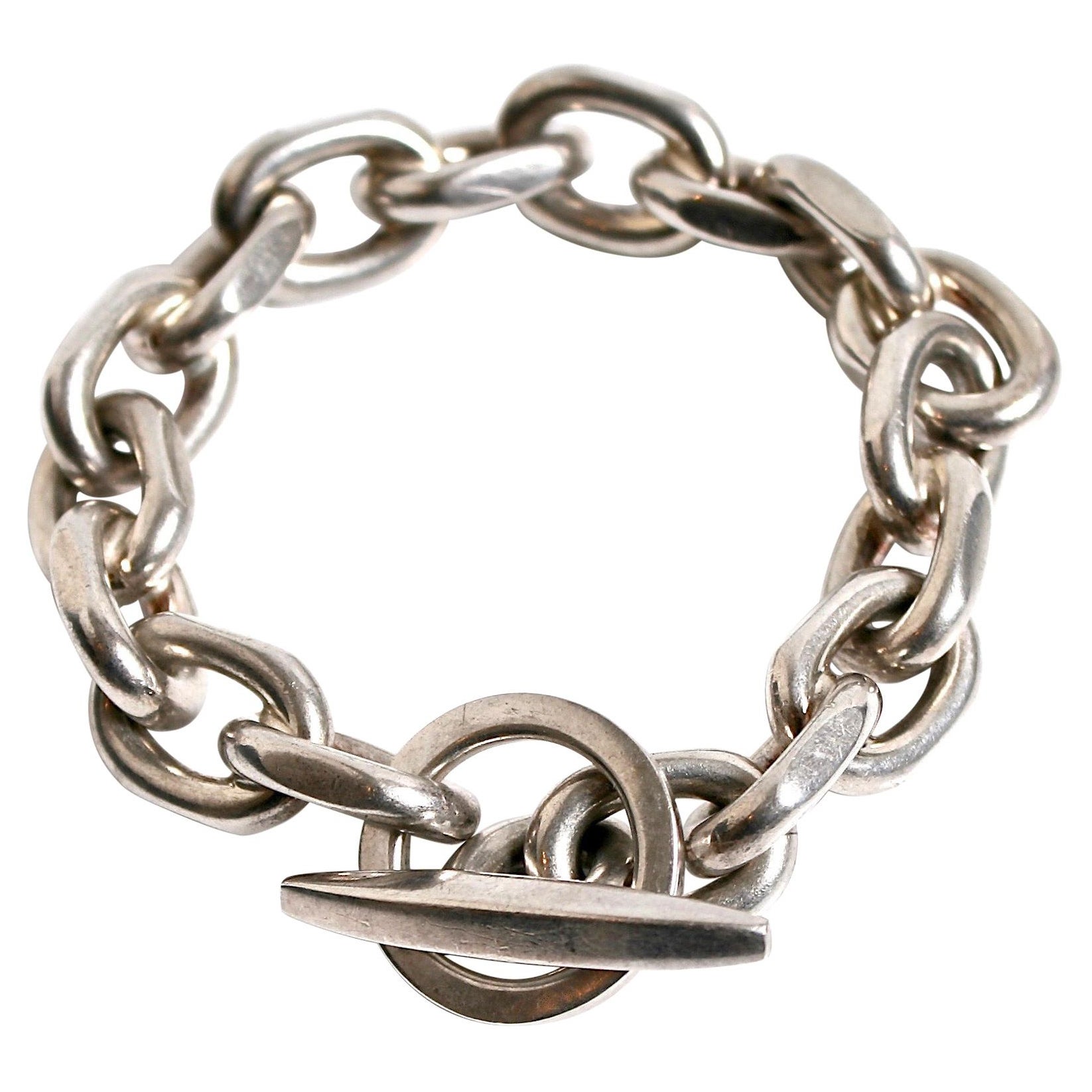 Randers Denmark Sterling Silver Heavy Chain Bracelet For Sale