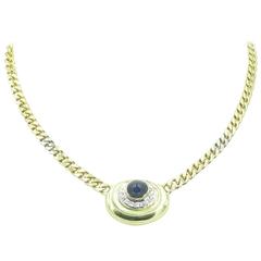 Sapphire Diamond Gold Link Necklace