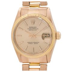 Retro Rolex Rose Gold Salmon Dial Datejust Wristwatch Ref 6627 circa 1968