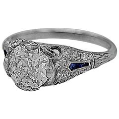 Sapphire 1.54 Carat Diamond Platinum Engagement Ring