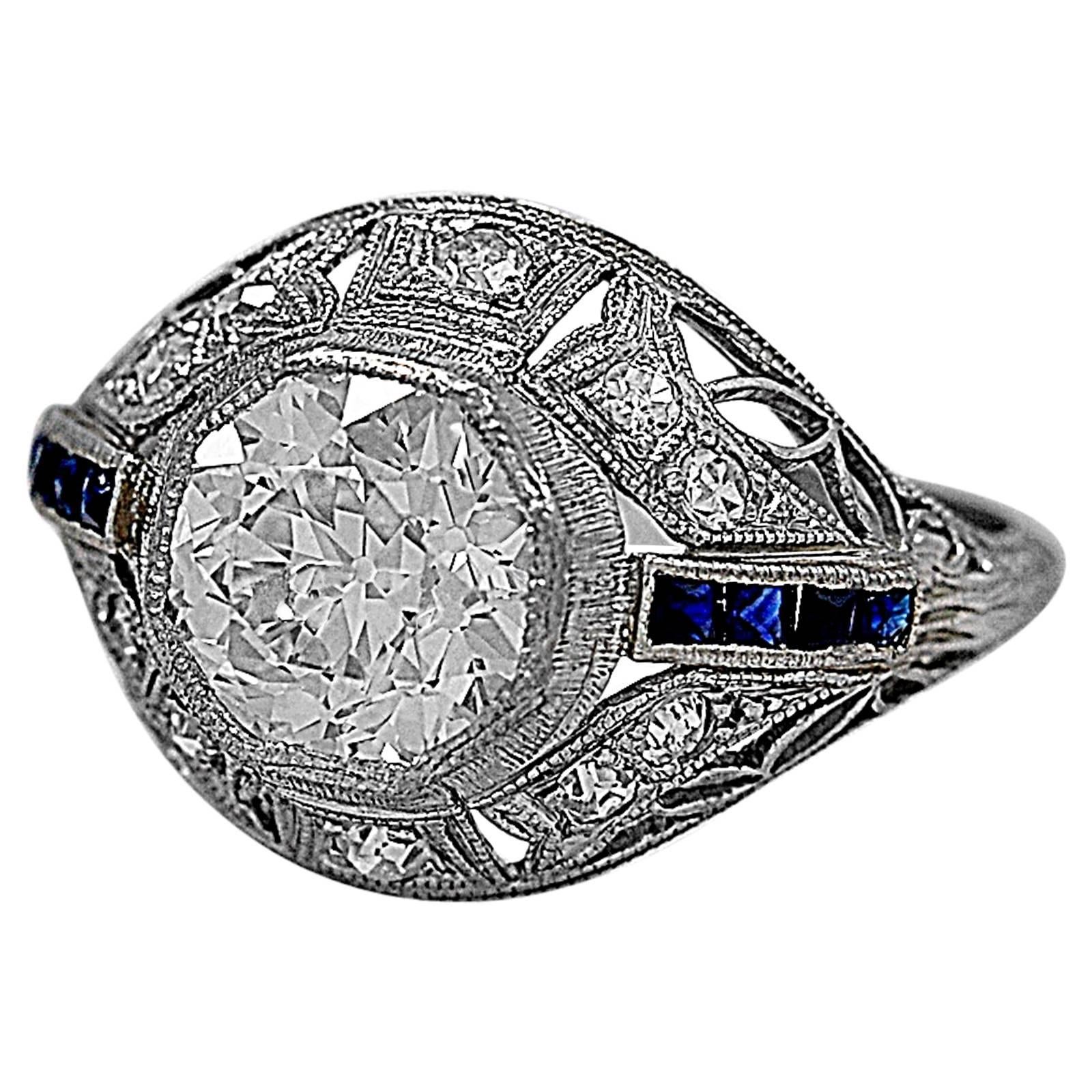 Antique 1.90 Carat Diamond Platinum Engagement Ring 