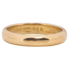 Art Deco 18K Yellow Gold Ellis Brothers Comfort Fit Men's Stackable Wedding Band