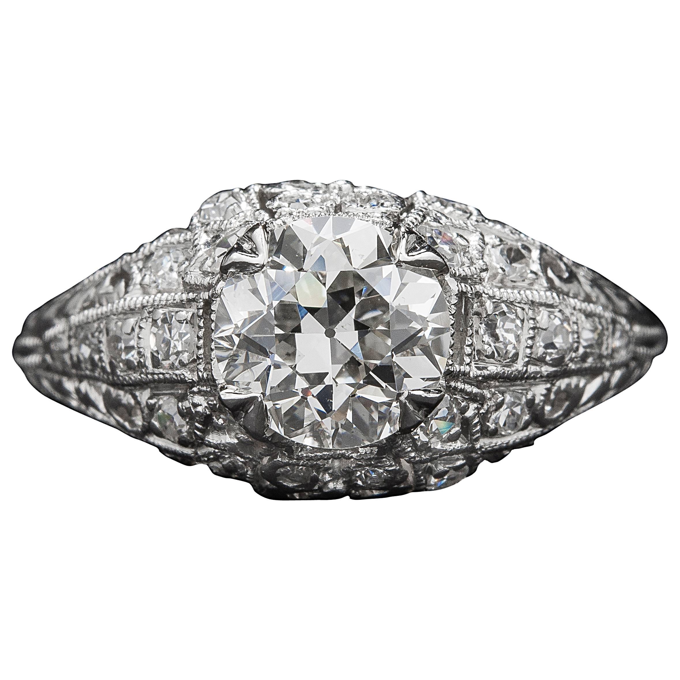 1.02ct Diamond Art Deco Ring For Sale