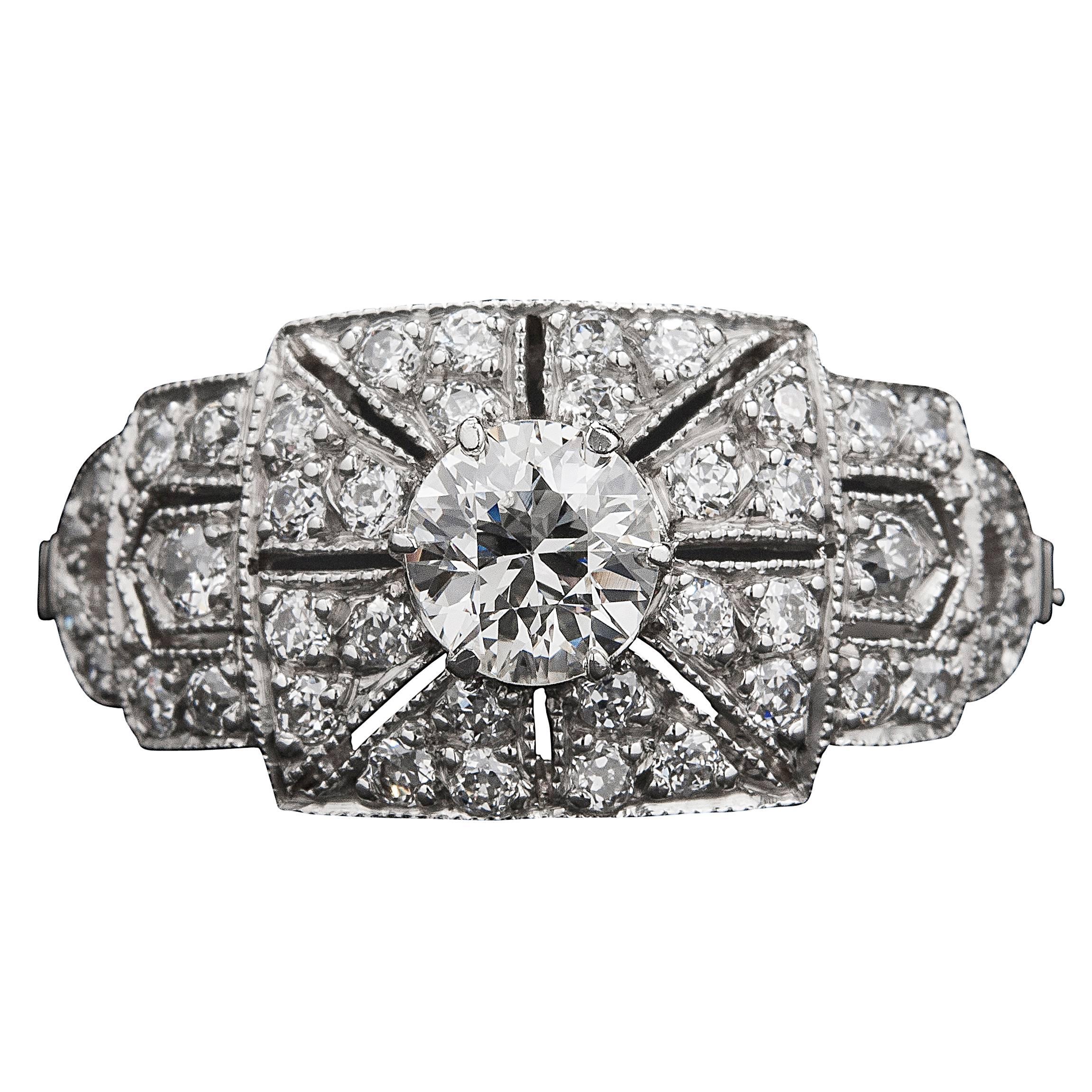 .36ct Diamond Art Deco Style Ring For Sale