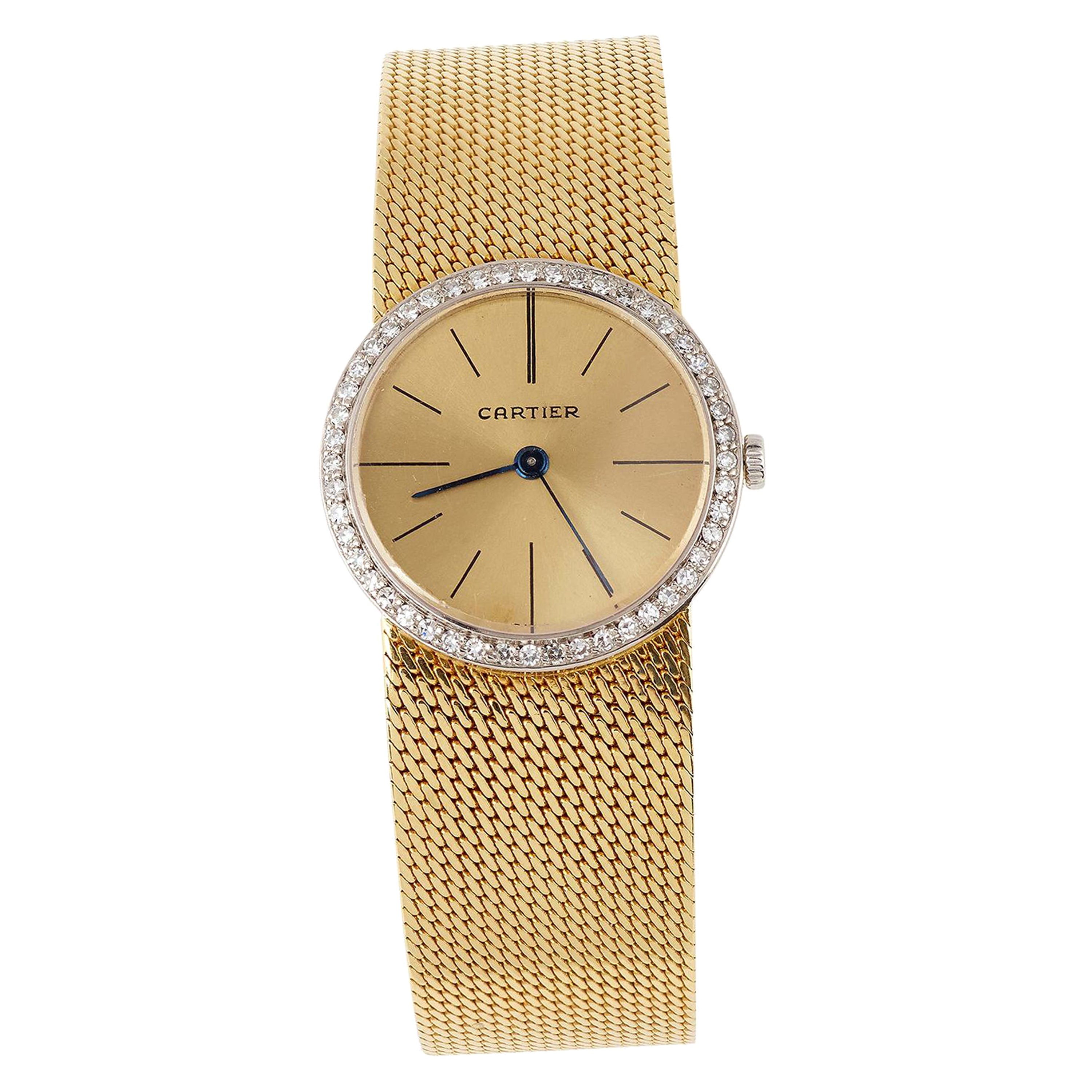 Vintage Cartier Altiplano Piaget Movement Diamonds 18 Karat Yellow Gold Watch