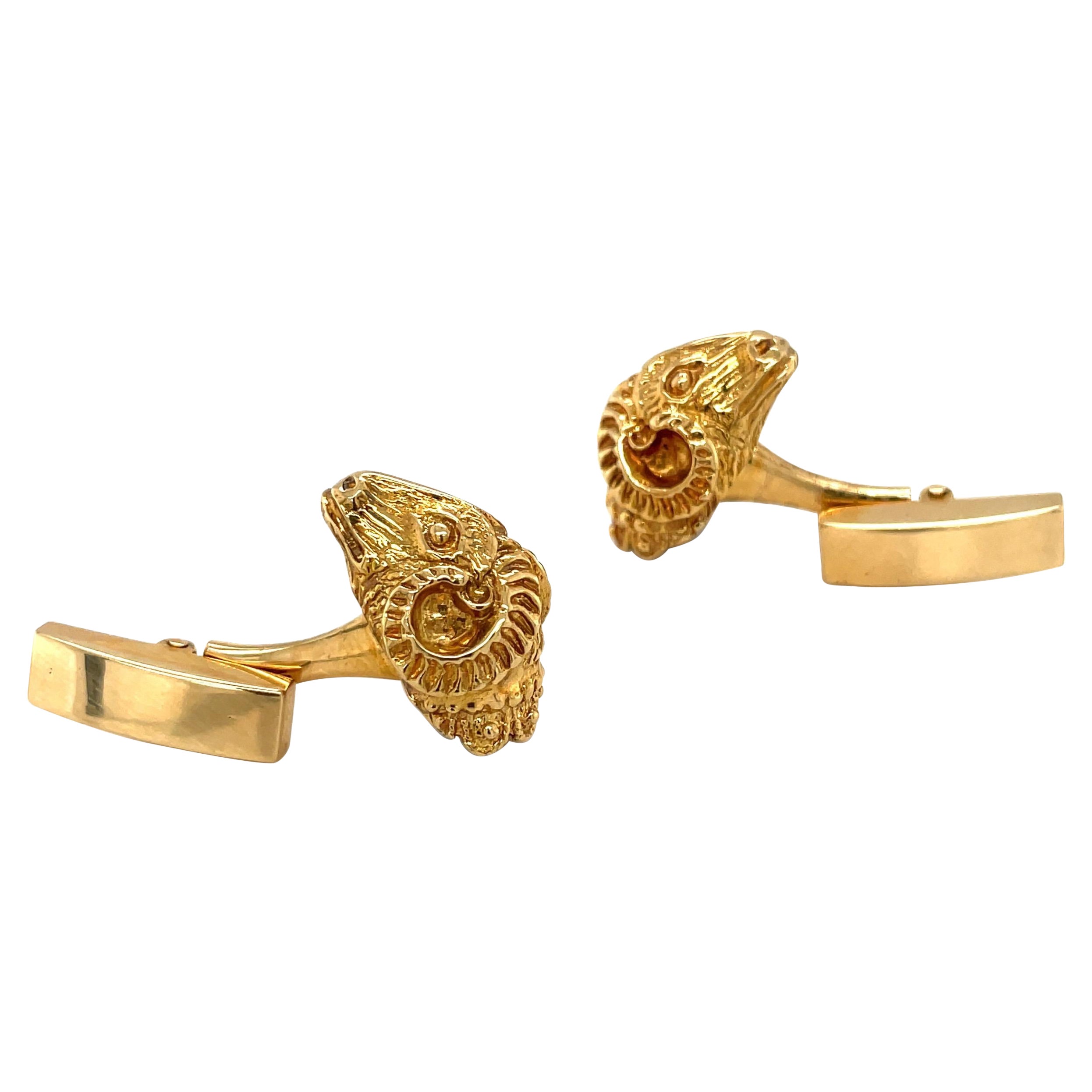 Zolotas 18KT Yellow Gold Rams Head Cuff Links For Sale