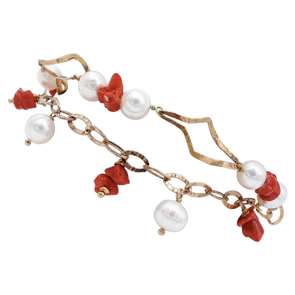 Coral, Pearls, Rterò Bracelet For Sale