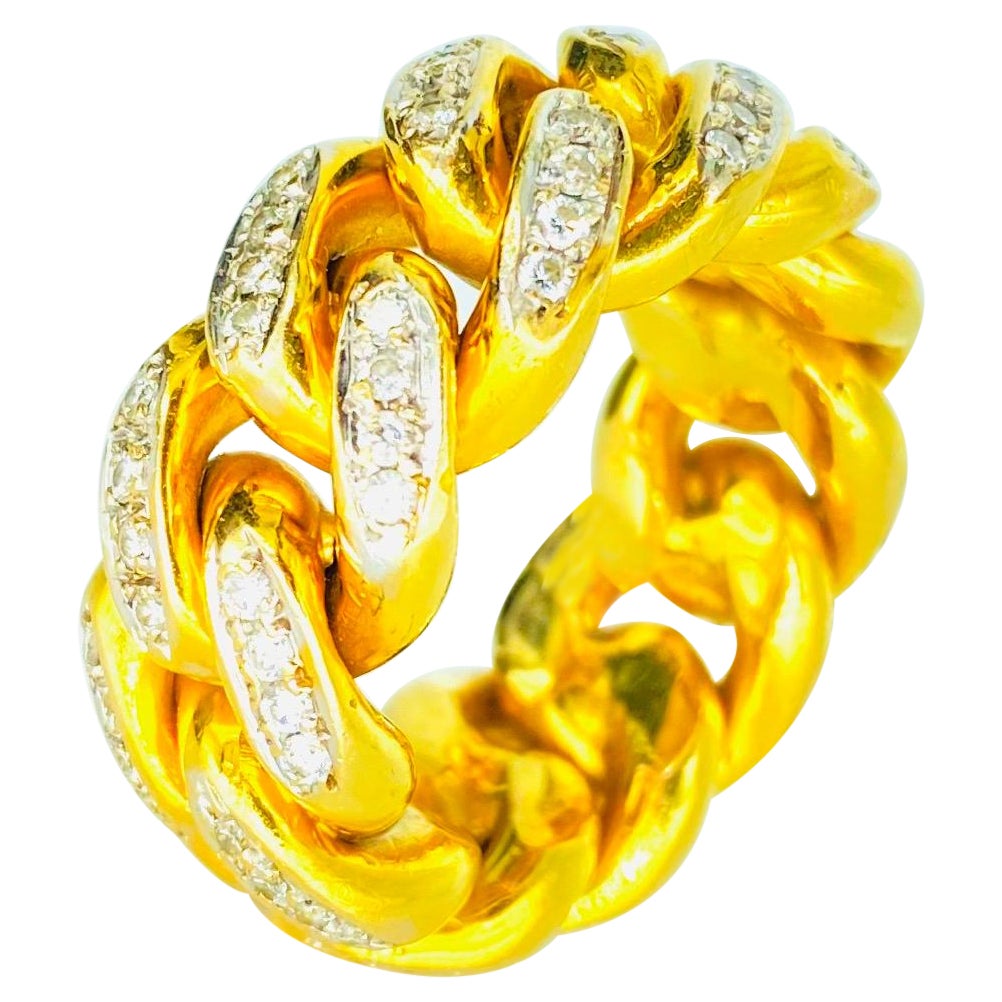 Men’s 3.00 Carat Diamonds Miami Cuban Link Ring 14k Gold For Sale