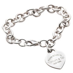 Tiffany & Co Ladies Silver Bracelet with a Heart-Shaped Pendant