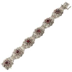 Theodor Fahrner Antique Garnet Silver Bracelet 