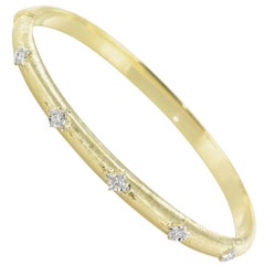 Brushed Gold Diamond Bangle Bracelet 