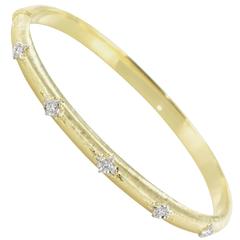 Brushed Gold Diamond Bangle Bracelet 8