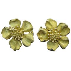 Tiffany & Co. Gold Dogwood Flower Earrings