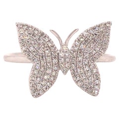 14K Diamond Pave Butterfly Ring White Gold