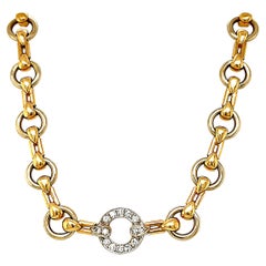 Vintage Cartier 18 Karat Gold Link Necklace with Diamonds