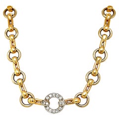 Vintage Cartier 18 Karat Gold Link Halskette mit Diamanten