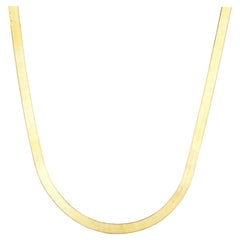 Herringbone Classic Snake Silk Necklace 14K Yellow Gold