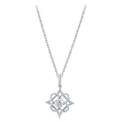 Garndeur 0.64 Carat Round Cut Diamond Pendant in 18K White Gold