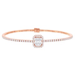 Bracelet manchette Grandeur en or rose 18 carats avec diamants baguettes de 0,21 carat