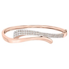 Bracelet jonc Grandeur en or rose 14 carats avec diamants de 1,36 carat