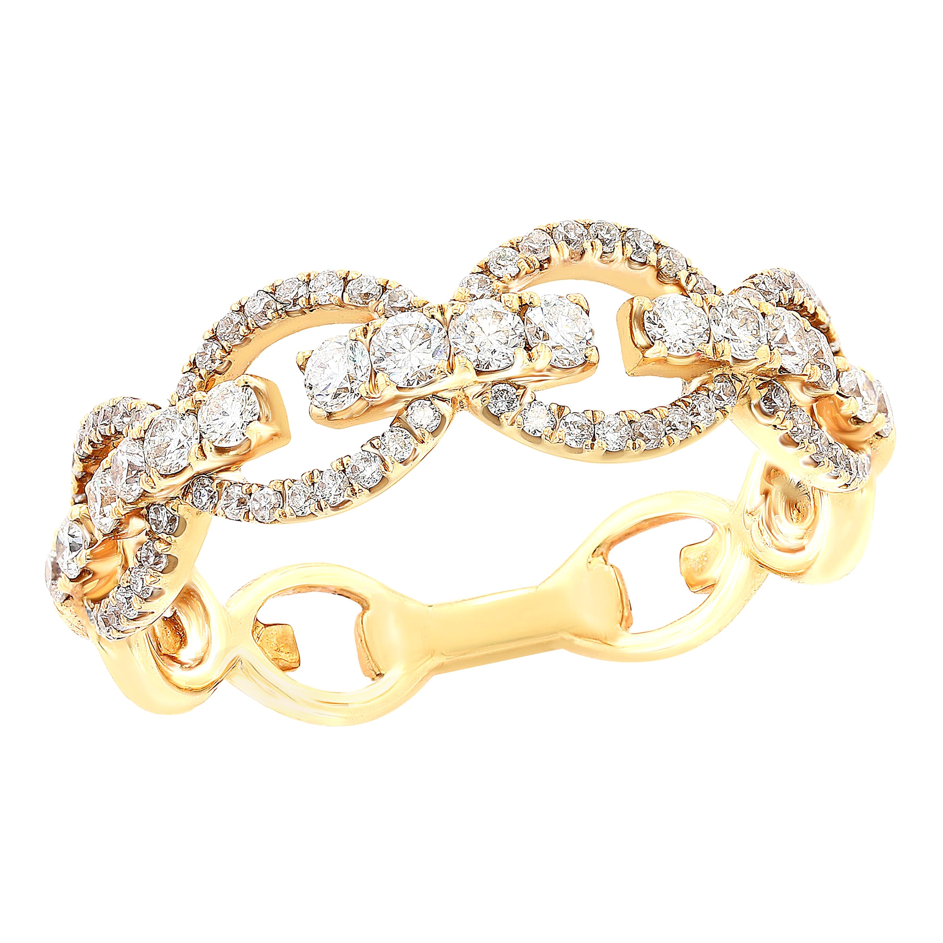 Bague à la mode en or jaune 18 carats avec diamants ronds 0,51 carat