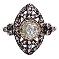 Antique Gold Rose Cut Diamond Ring Art Deco Revival