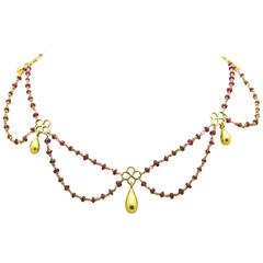 Ruby Gold Multistrand Necklace 1