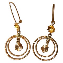 21kt Gold Dangle Earrings Handmade Circles