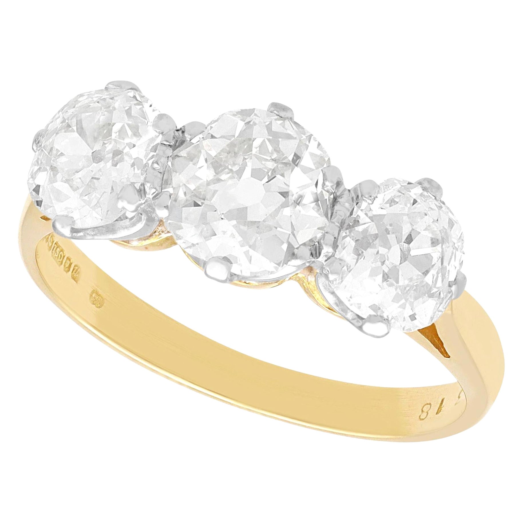 Contemporary 2000s 2.27 carat Diamond and 18 carat Yellow Gold Trilogy ...